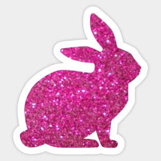 Hot Pink Faux Glitter Easter Bunny Sticker